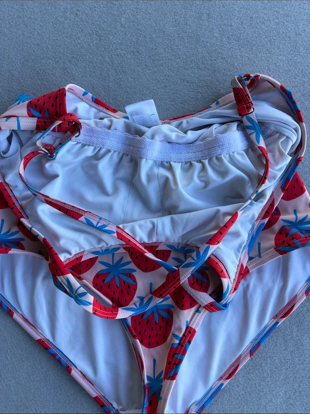 Strawberry Print Pink One-Piece Swimsuit - Picture 3 of 4